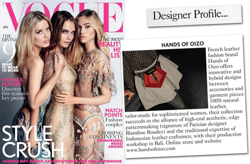HANDS OF OIZO Designer Profile in British VOGUE April 2015 Issue 