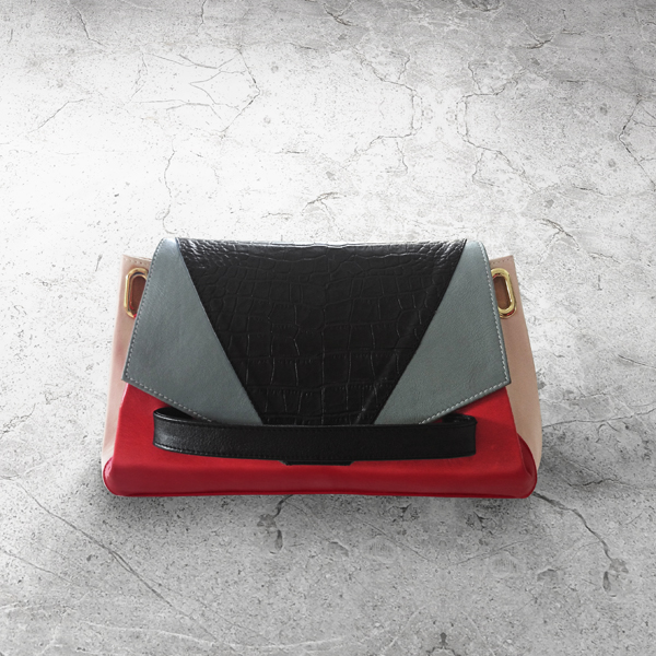 CARAPACE Graphic Leather Handbag by HANDS OF OIZO - Designer Accessories