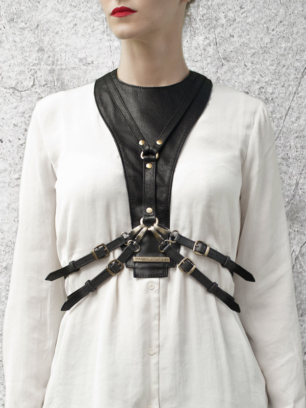 CAVALCADE Black Leather Harness Dickey by HANDS OF OIZO - Designer Accessories