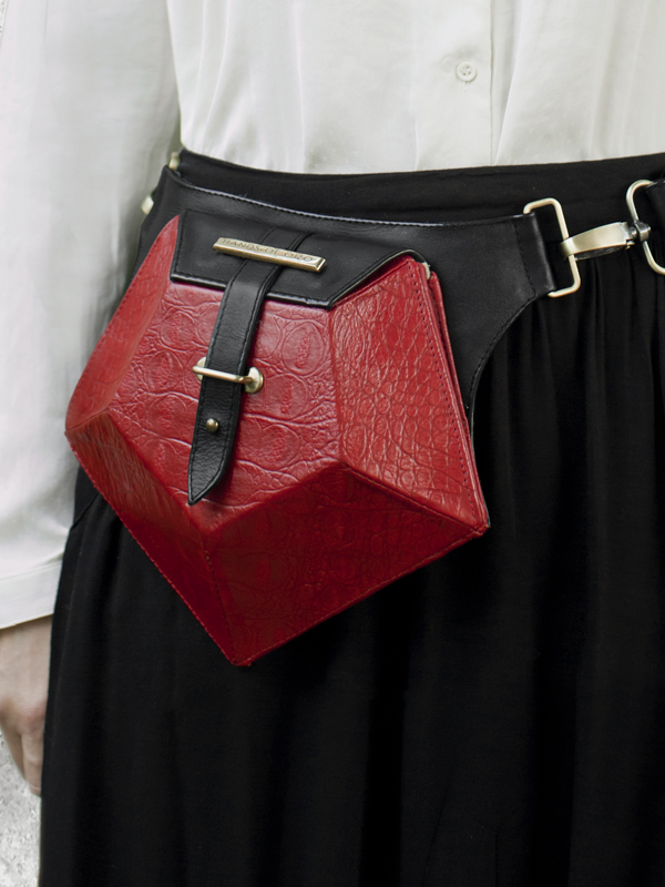 Red 'PENTAGON' Belt-bag by HANDS OF OIZO